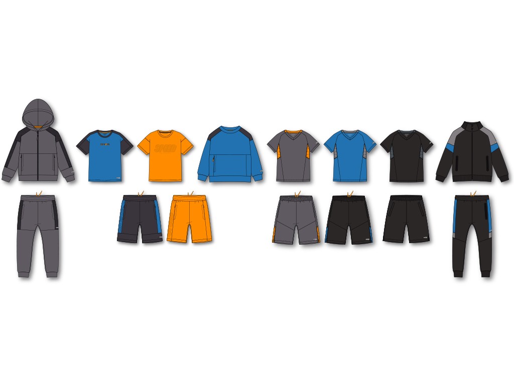 piaf GmbH Textil und Grafik: Modedesign -  Junior Boys Gym Kollektion Spring 2021 für Manor Kids