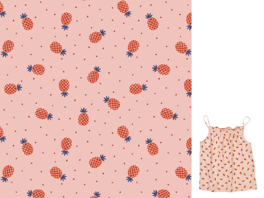piaf GmbH Textil und Grafik: Textildesign -  Alloverdruck mit kleinen Ananas 