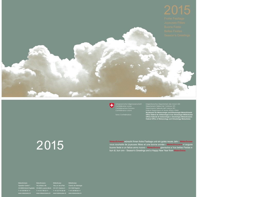 piaf GmbH Textil und Grafik: Grafik -  Weihnachtskarte,  für Meteo Schweiz, realisiert im Siebdruck in Zusammenarbeit mit Chris Hart GmbH